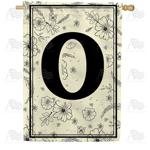 Flower Sketchings Monogram Double Sided House Flag