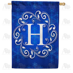 Royal Blue Winter Monogram Double Sided House Flag
