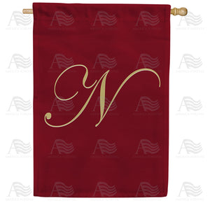 Ornate Script Monogram House Flag
