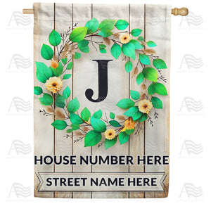 Personalized Monogram Spring Wreath House Flag