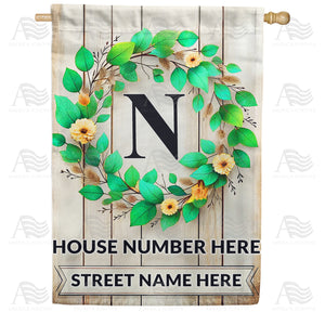 Personalized Monogram Spring Wreath House Flag