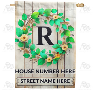 Personalized Monogram Spring Wreath House Flag