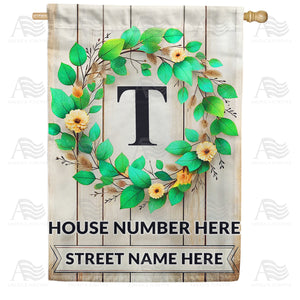 Personalized Monogram Spring Wreath House Flag