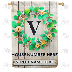 Personalized Monogram Spring Wreath House Flag