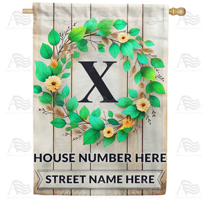 Personalized Monogram Spring Wreath House Flag