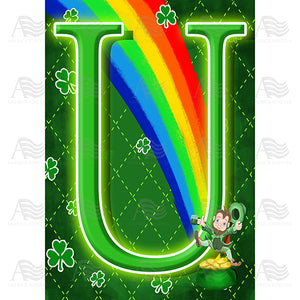 Leprechaun Rainbow Monogram House Flag