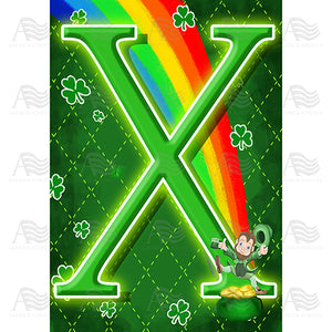 Leprechaun Rainbow Monogram House Flag