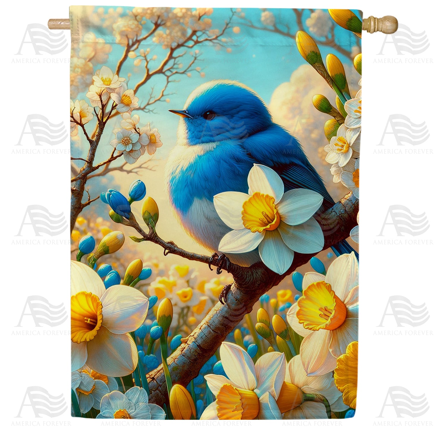 Bluebird of Spring Double Sided House Flag