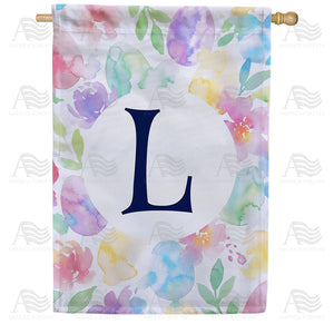 Watercolor Floral Monogram House Flag