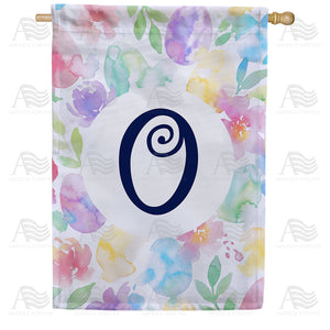 Watercolor Floral Monogram House Flag
