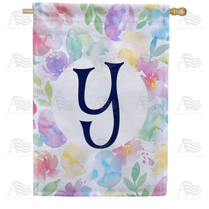 Watercolor Floral Monogram House Flag