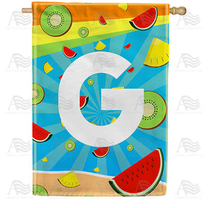 Summer Time Fruits Monogram Double Sided House Flag
