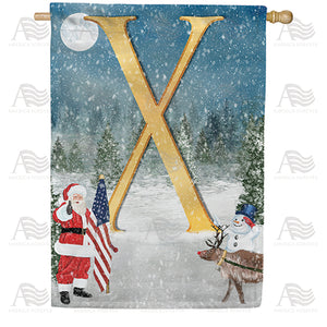 Merry Christmas USA Double Sided Monogram House Flag