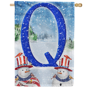 Uncle Snowman Double Sided Monogram House Flag
