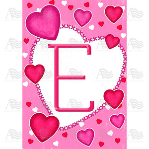 Happy Valentine's Day Hearts Monogram House Flag