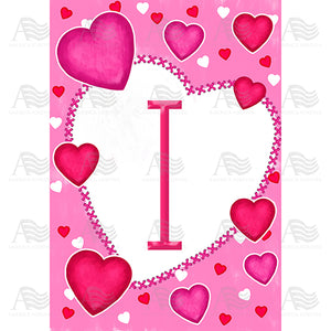 Happy Valentine's Day Hearts Monogram House Flag