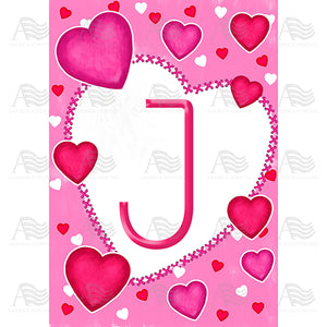 Happy Valentine's Day Hearts Monogram House Flag