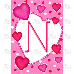 Happy Valentine's Day Hearts Monogram House Flag