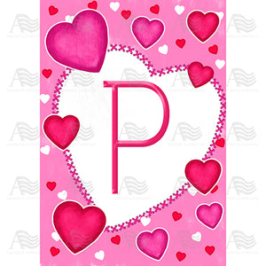 Happy Valentine's Day Hearts Monogram House Flag