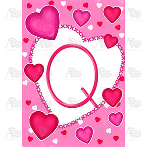 Happy Valentine's Day Hearts Monogram House Flag