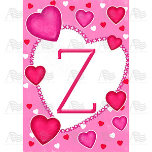 Happy Valentine's Day Hearts Monogram House Flag