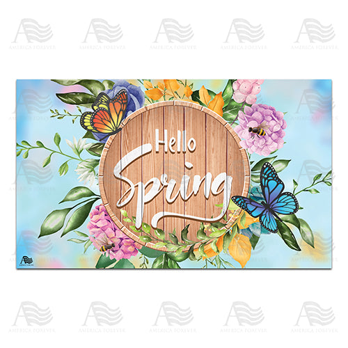 Hello Spring Wooden Board Doormat
