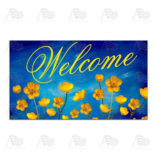 Buttercups Welcome Watercolor Doormat