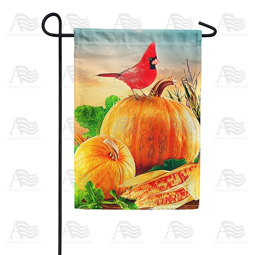 Cardinal On Pumpkin Double Sided Garden Flag