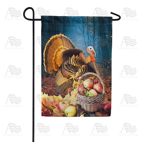 Turkey And Apple Basket Double Sided Garden Flag