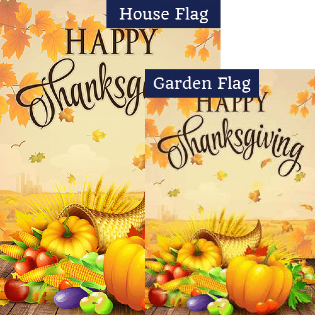 Sunny Thanksgiving Greeting Flags Set (2 Pieces)