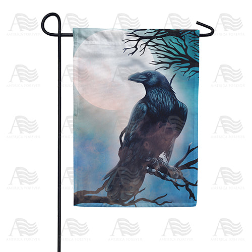 Raven In Moonlight Double Sided Garden Flag
