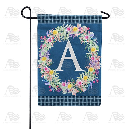 Floral Wreath Monogram Letter Monogram Double Sided Garden Flag