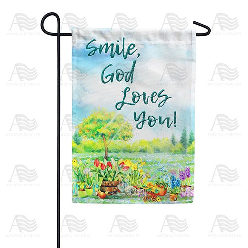 Smile, God Loves You! Double Sided Garden Flag