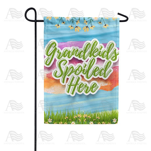 Grandkids Spoiled Here Floral Double Sided Garden Flag