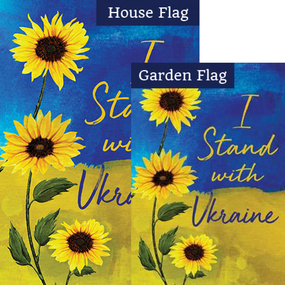 I Stand with Ukraine - Sunflowers Flags Set (2 Pieces)