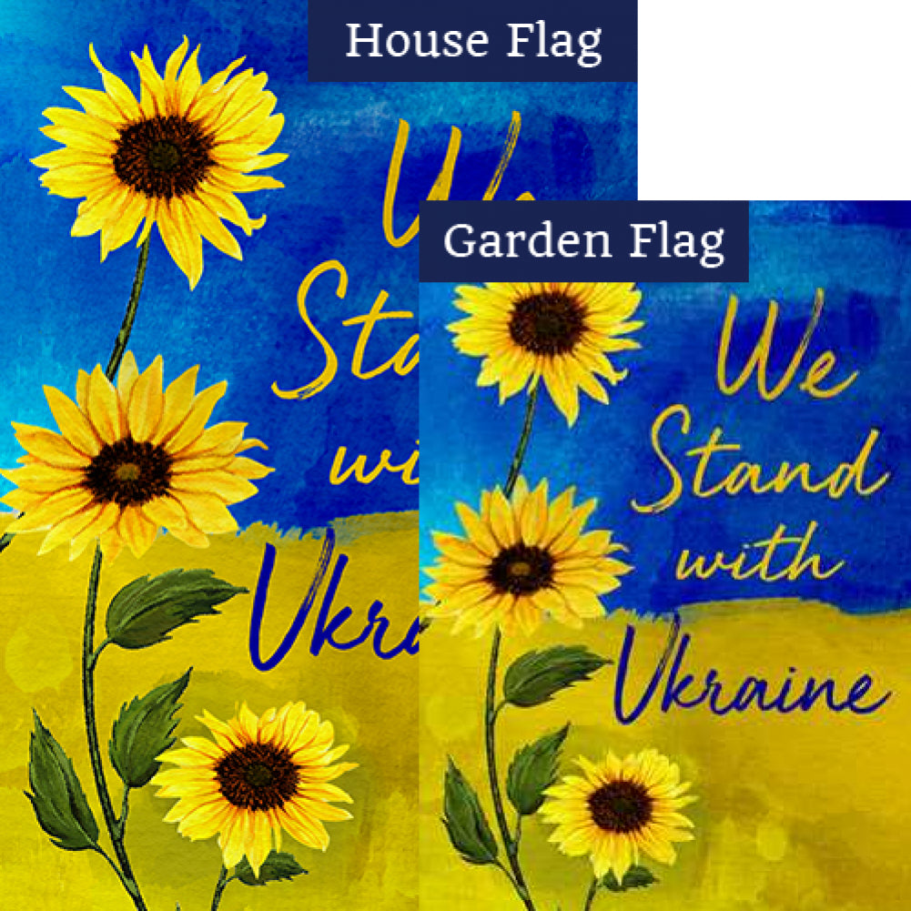 We Stand with Ukraine - Sunflowers Double Sided Flags Set (2 Pieces)