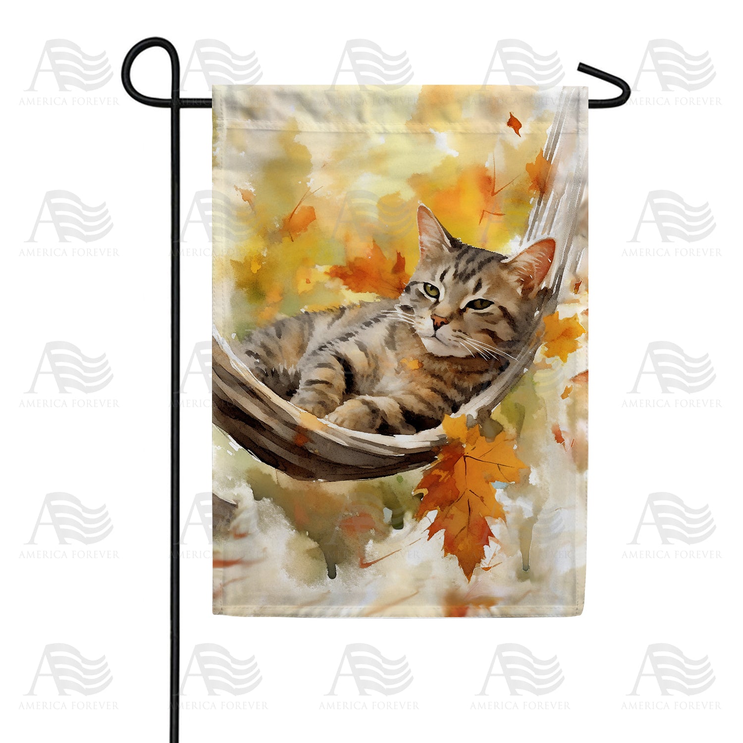 Cat Napping In Fall Double Sided Garden Flag