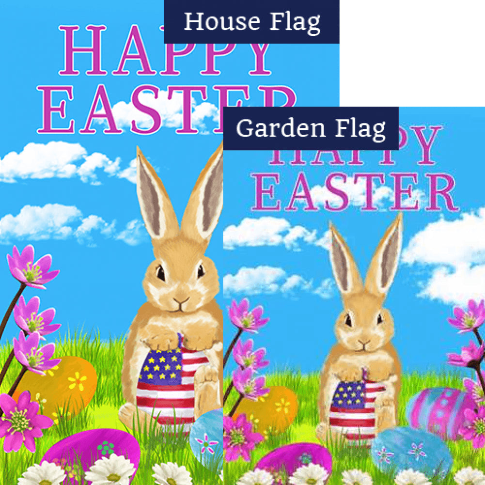 Patriotic Easter Egg Double Sided Flags Set (2 Pieces)