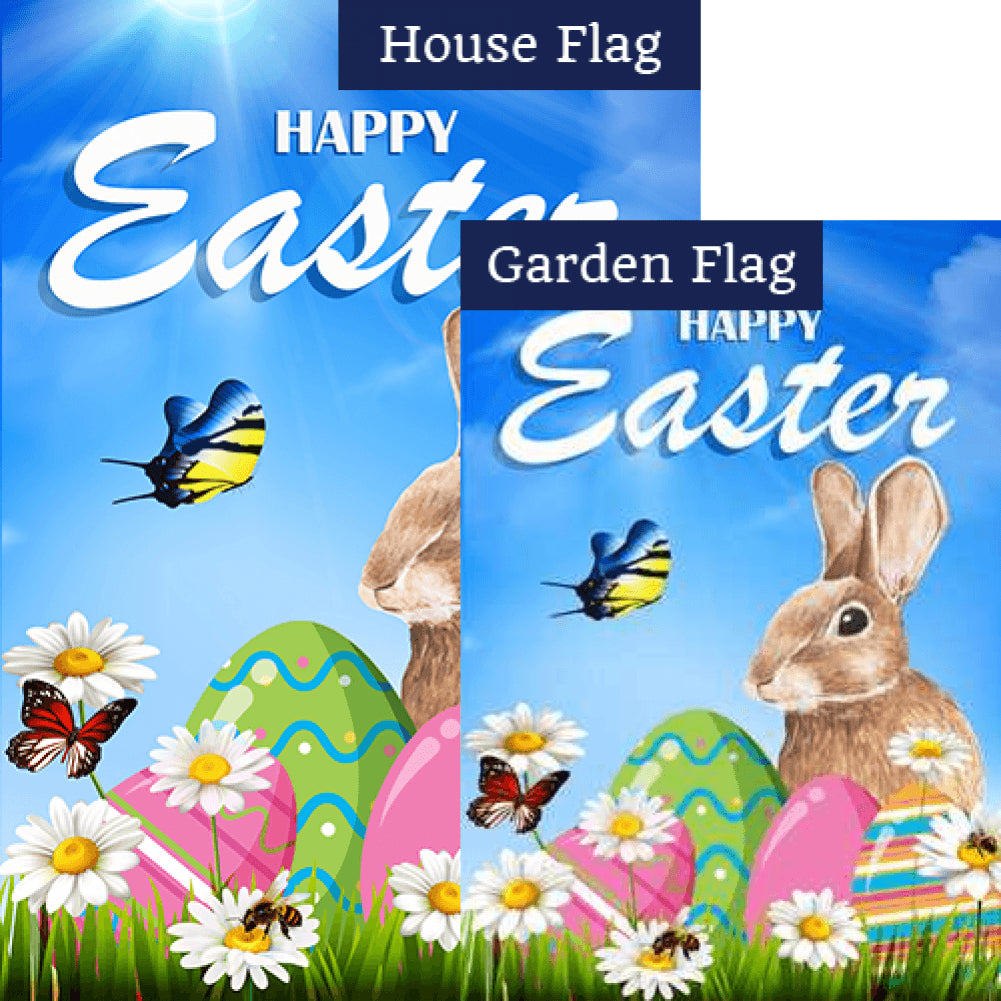 Happy Easter Bunny Double Sided Flags Set (2 Pieces)