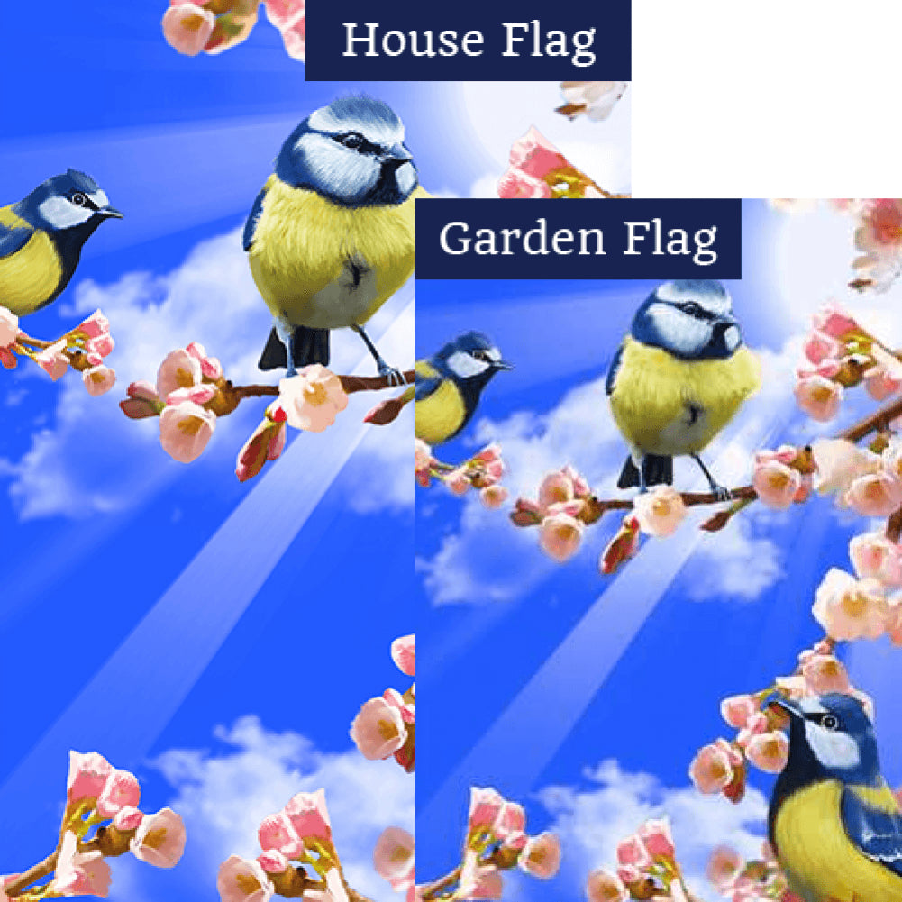 Spring Sunshine and Bluebirds Flags Set (2 Pieces)