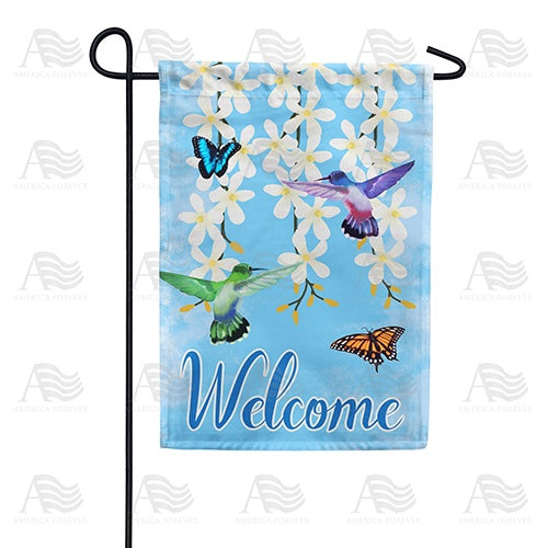 Hummingbirds and Flowers Double Sided Garden Flag