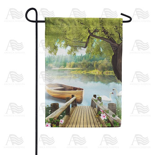 Serene Spring Swan Lake Double Sided Garden Flag