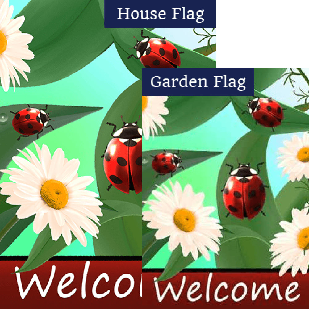 Ladybugs And Daisies Welcome Flags Set (2 Pieces)