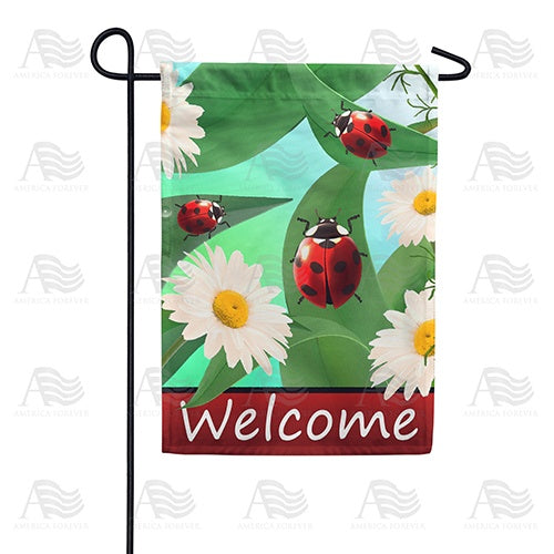 Ladybugs And Daisies Welcome Double Sided Garden Flag