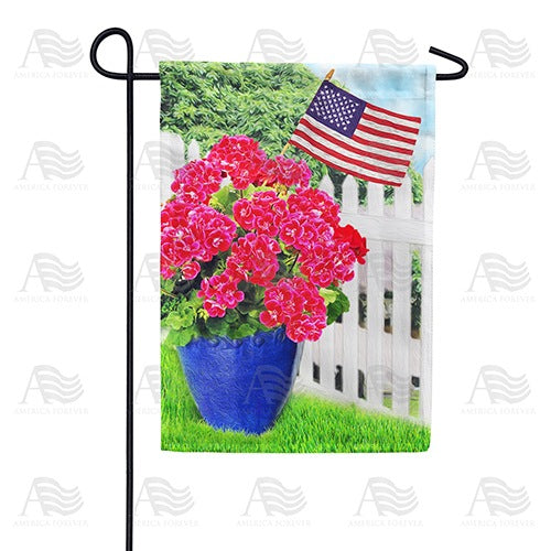 Patriotic Red Geraniums Double Sided Garden Flag