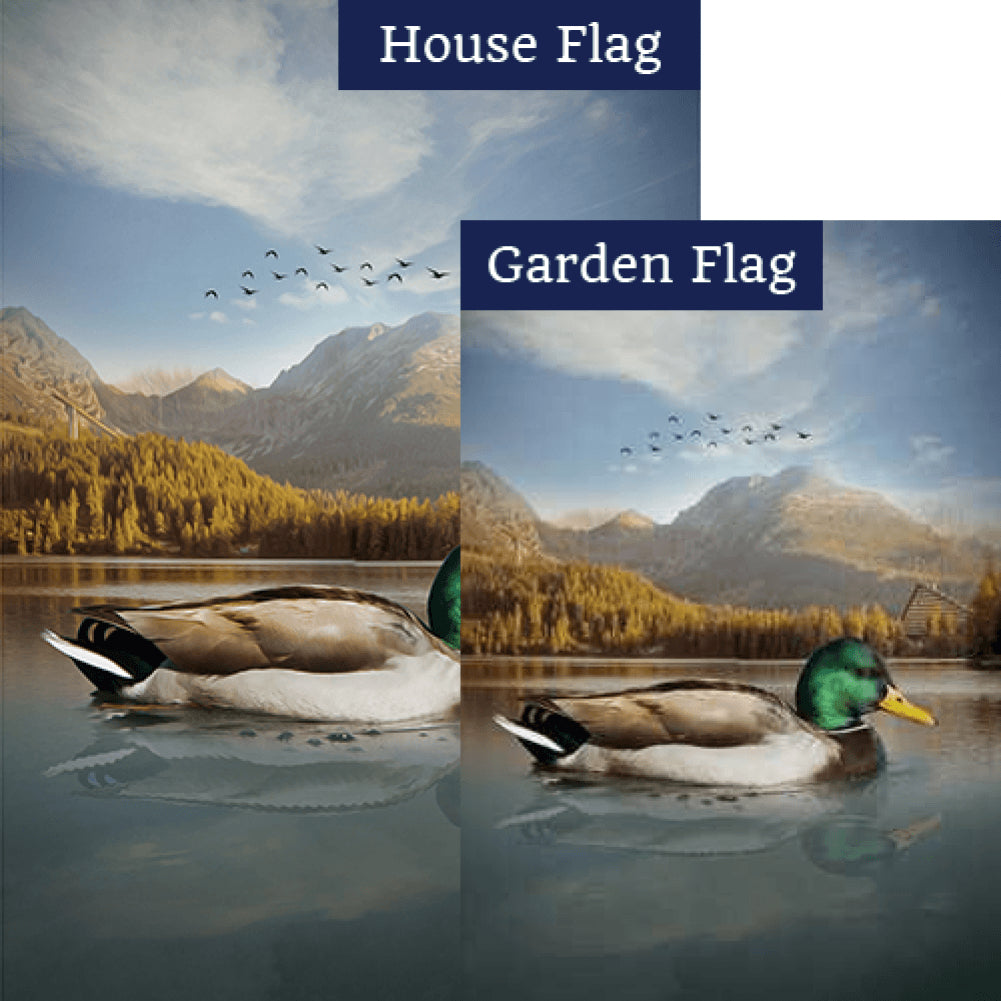 Mallard On Lake Double Sided Flags Set (2 Pieces)