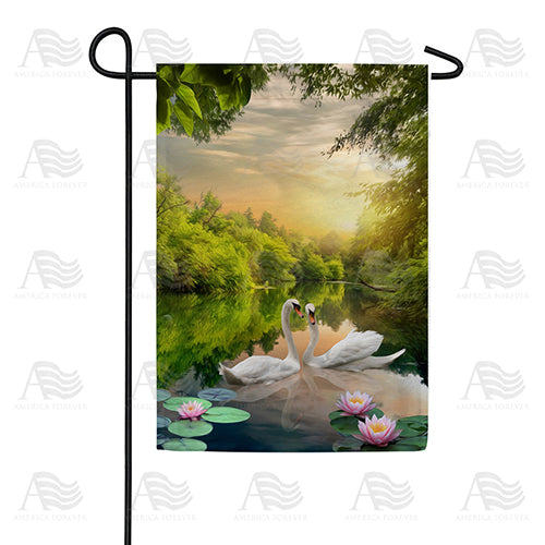 Swan Lotus Lake Double Sided Garden Flag