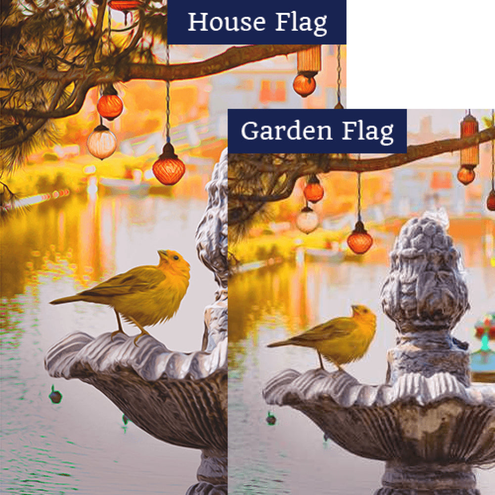 Yellow Summer Tanager Double Sided Flags Set (2 Pieces)
