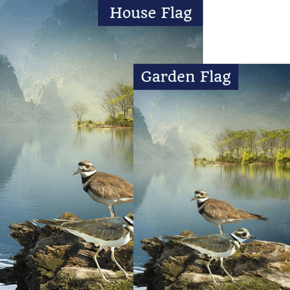 Killdeers By Water Double Sided Flags Set (2 Pieces)