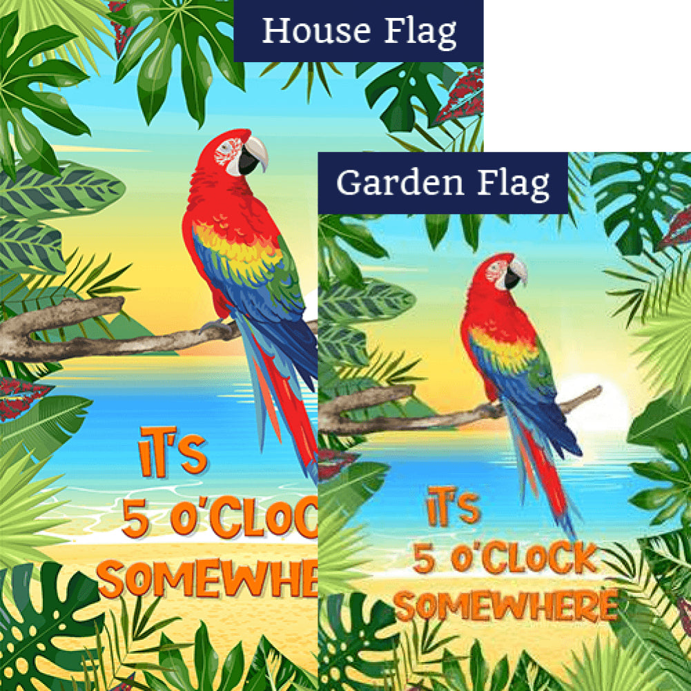 It's 5 O'clock Somewhere! Double Sided Flags Set (2 Pieces)